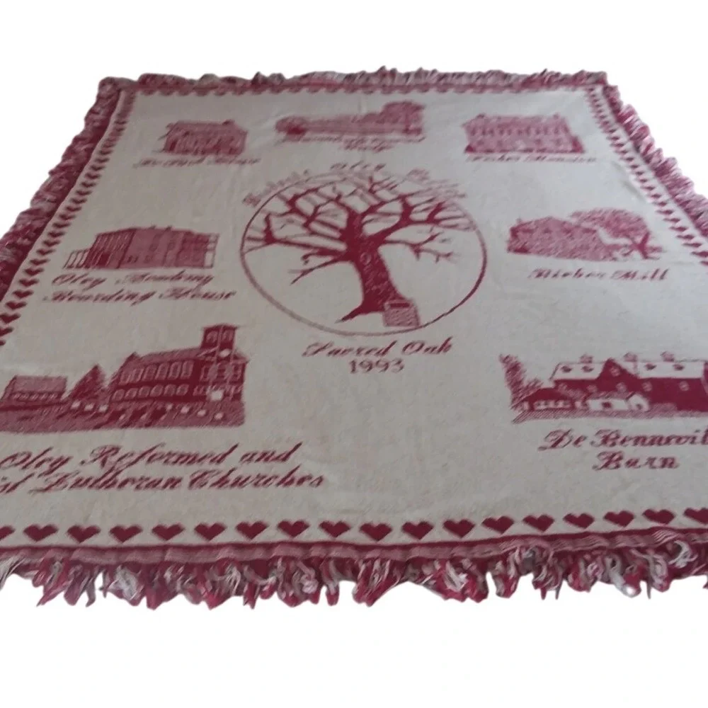 VTG Historic Oley‎ Valley PA Throw Blanket Sacred Oak 1993 Tapestry Woven 46x56